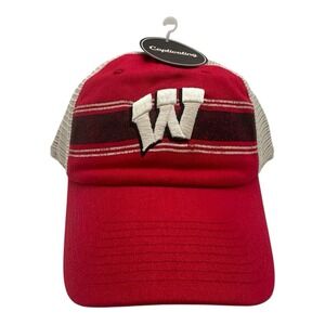 Captivating‎ Wisconsin Badgers Hat Cap Snapback Trucker Adjustable Red Striped